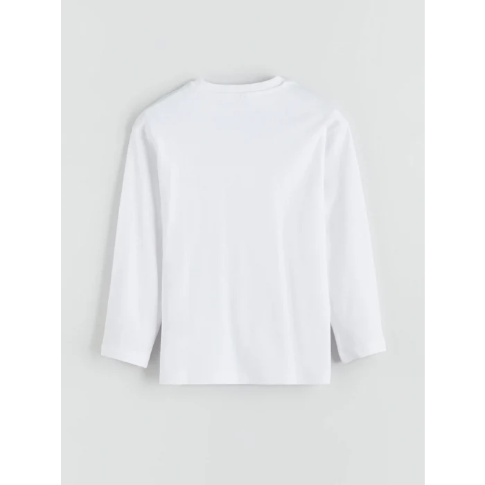 LCW Kids Beyaz Bisiklet Yaka Erkek Çocuk Tişört