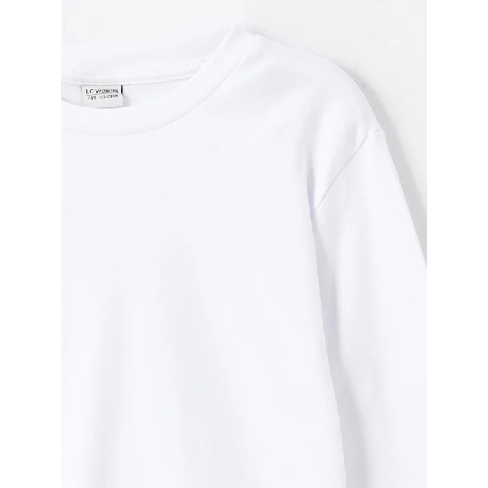 LCW Kids Beyaz Bisiklet Yaka Erkek Çocuk Tişört