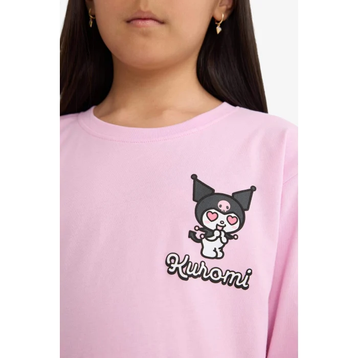 Defacto F7358A8PR66 Mor Kız Çocuk Kuromi Pijama Takımı Uzun Kollu Üst Uzun Alt