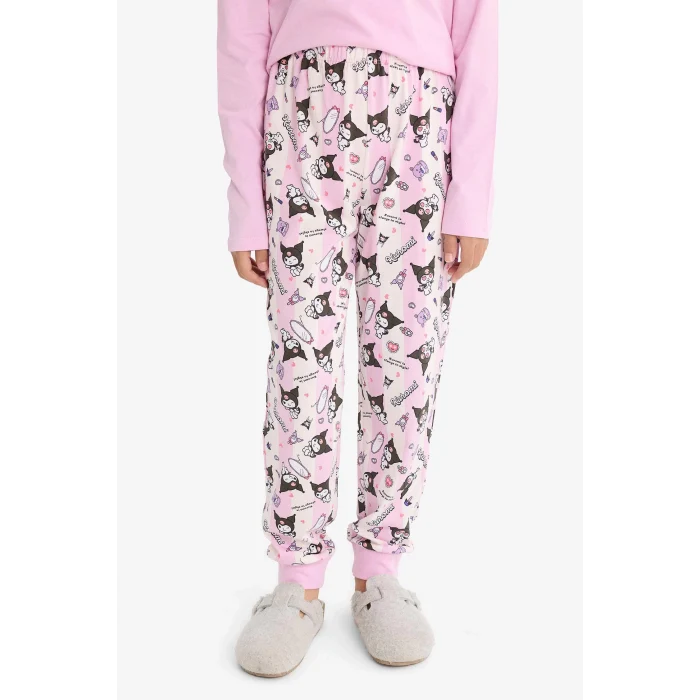 Defacto F7358A8PR66 Mor Kız Çocuk Kuromi Pijama Takımı Uzun Kollu Üst Uzun Alt