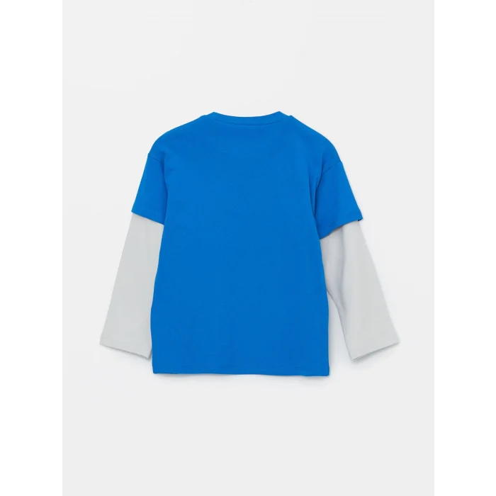 LCW Kids Mavi Bisiklet Yaka Sonic Baskılı Erkek Çocuk Tişört