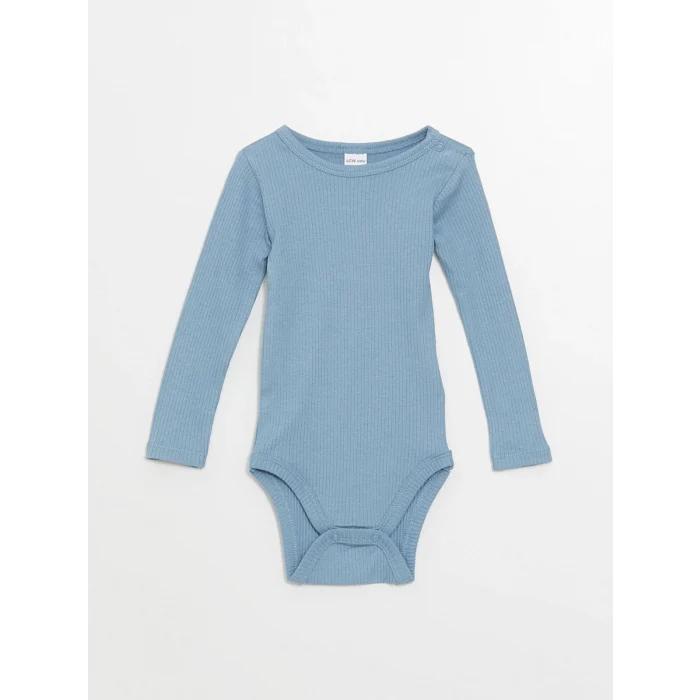 LCW baby Ekru Bisiklet Yaka Baskılı Erkek Bebek Çıtçıtlı Bodysuit 2li