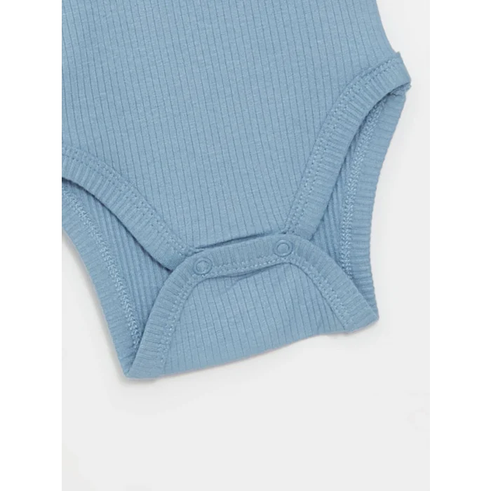 LCW baby Ekru Bisiklet Yaka Baskılı Erkek Bebek Çıtçıtlı Bodysuit 2li