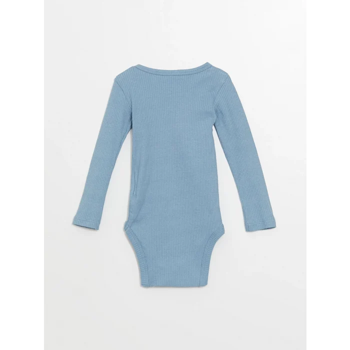 LCW baby Ekru Bisiklet Yaka Baskılı Erkek Bebek Çıtçıtlı Bodysuit 2li