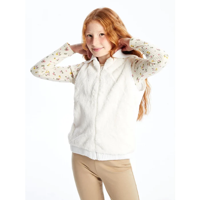 LCW Kids Ekru Kız Çocuk Triko Yelek
