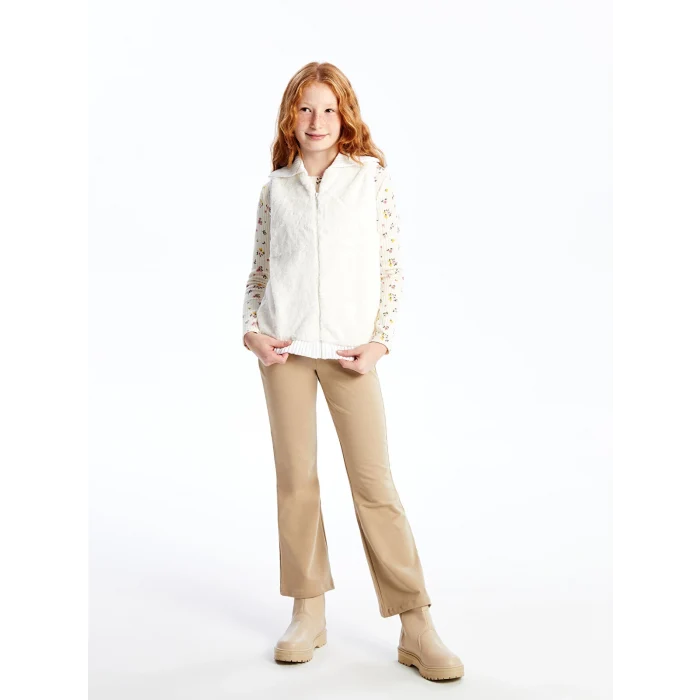 LCW Kids Ekru Kız Çocuk Triko Yelek