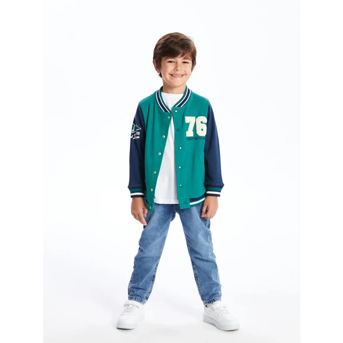 LCW Kids Yeşil Baskılı Erkek Çocuk Kolej Ceket