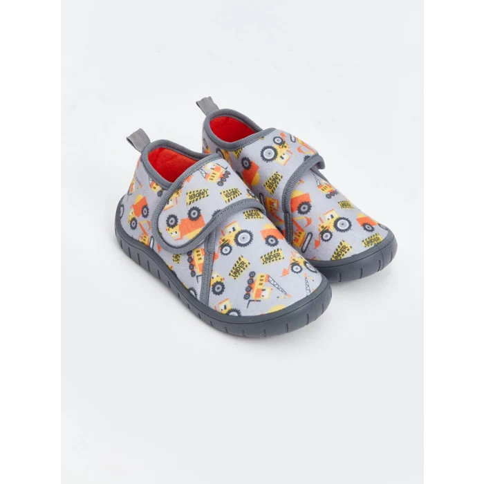 LCW STEPS Gri Baskılı Cırt Cırtlı Erkek Çocuk Panduf