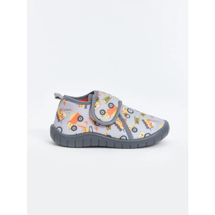 LCW STEPS Gri Baskılı Cırt Cırtlı Erkek Çocuk Panduf