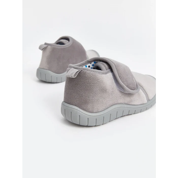 LCW STEPS Gri Cırt Cırtlı Kadife Erkek Bebek Panduf