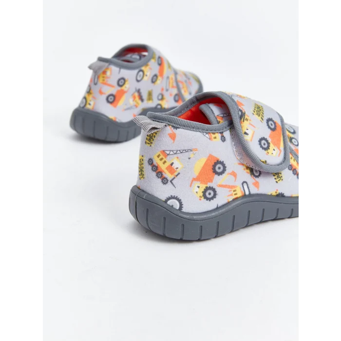 LCW STEPS Gri Baskılı Cırt Cırtlı Erkek Çocuk Panduf