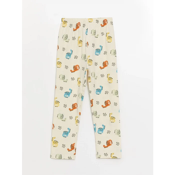 LCW baby Ekru Polo Yaka Uzun Kollu Baskılı Erkek Bebek Pijama Takımı