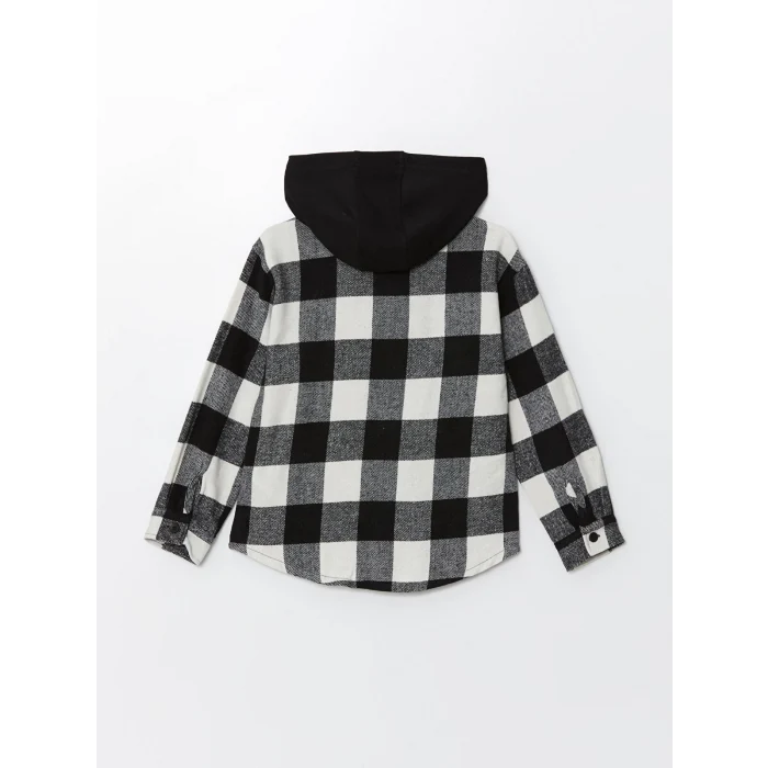 LCW Kids Siyah Kapüşonlu Ekose Erkek Çocuk Gömlek Ceket