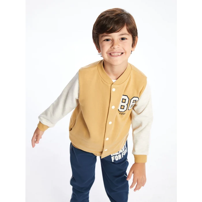 LCW Kids Bej Baskılı Erkek Bebek Kolej Ceket