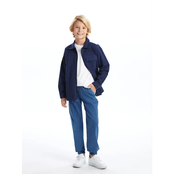 LCW Kids Lacivert Rahat Kalıp Erkek Çocuk Gömlek Ceket