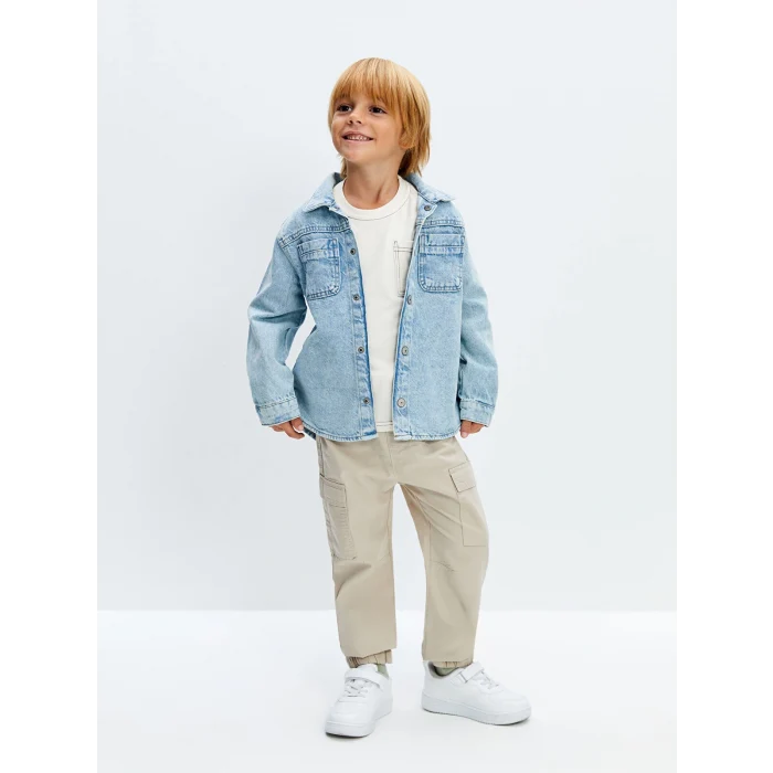 LCW Kids Bej Beli Lastikli Basic Gabardin Erkek Çocuk Pantolon