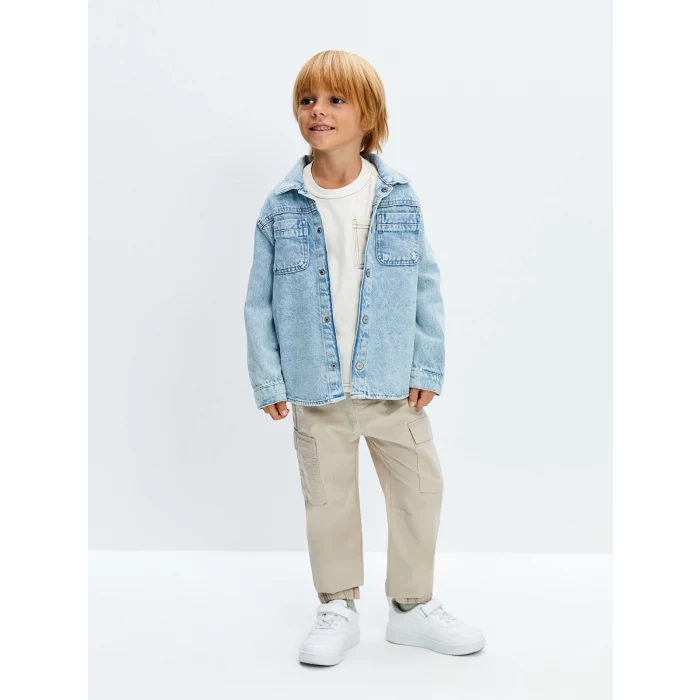 LCW Kids Bej Beli Lastikli Basic Gabardin Erkek Çocuk Pantolon