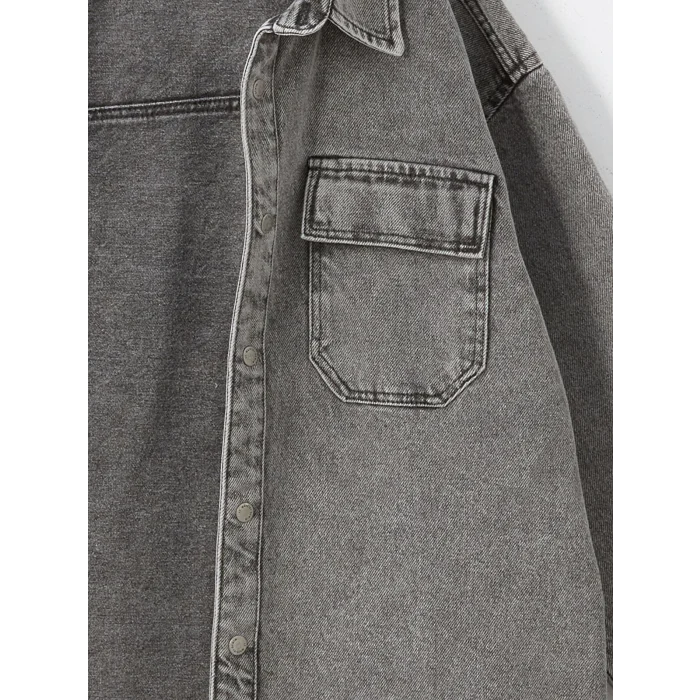 LCW Kids Siyah Rahat Kalıp Kapüşonlu Erkek Çocuk Jean Gömlek