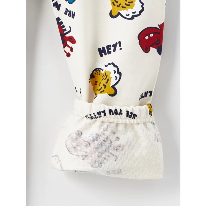 LCW Kids Bej Beli Lastikli Baskılı Erkek Çocuk Eşofman Alt 2li