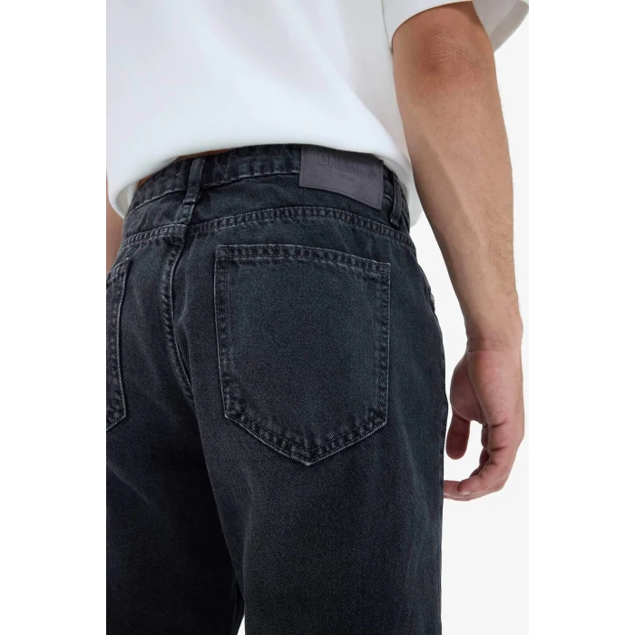 Defacto D8587AXNM40 Siyah %100 Pamuk 90s Slim Fit Dar Kalıp Yüksek Bel Dar Paça Jean Pantolon