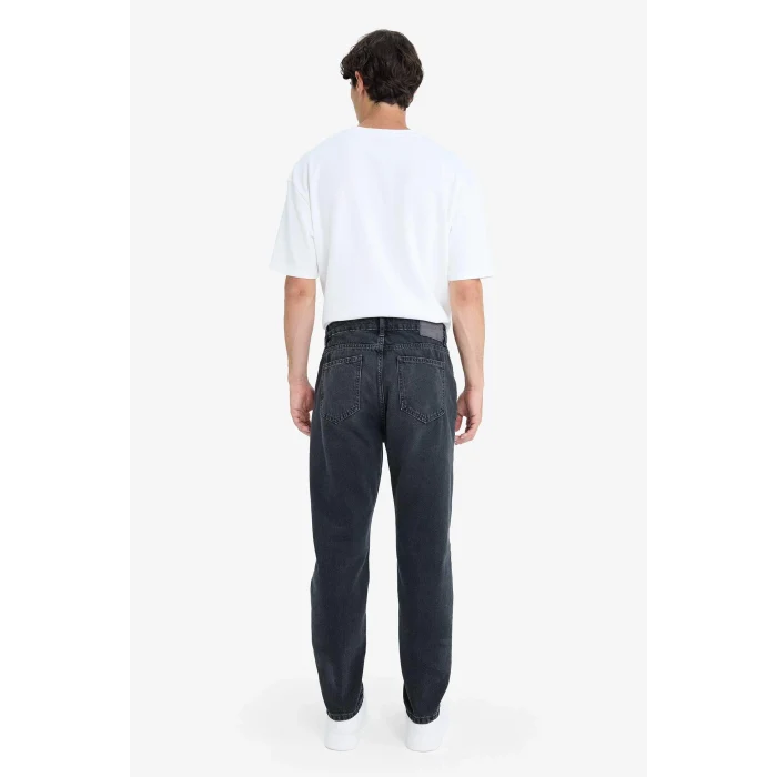 Defacto D8587AXNM40 Siyah %100 Pamuk 90s Slim Fit Dar Kalıp Yüksek Bel Dar Paça Jean Pantolon