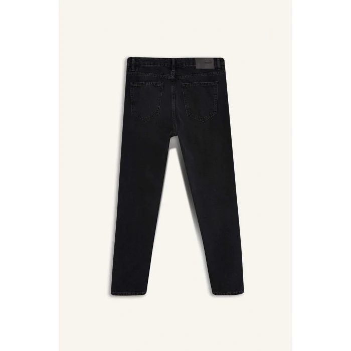 Defacto D8587AXNM40 Siyah %100 Pamuk 90s Slim Fit Dar Kalıp Yüksek Bel Dar Paça Jean Pantolon