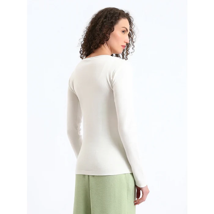 LCWAIKIKI Classic Ekru Bisiklet Yaka Kadın Body