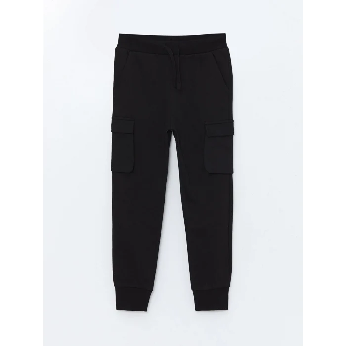 LCW Kids Siyah Beli Lastikli Erkek Çocuk Kargo Eşofman Altı