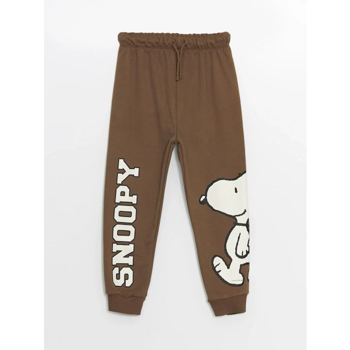 LCW Kids Kahverengi Beli Lastikli Kalın Snoopy Baskılı Erkek Çocuk Jogger Eşofman Altı