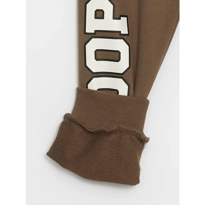 LCW Kids Kahverengi Beli Lastikli Kalın Snoopy Baskılı Erkek Çocuk Jogger Eşofman Altı