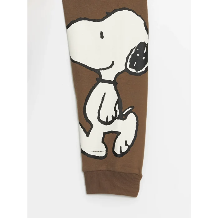 LCW Kids Kahverengi Beli Lastikli Kalın Snoopy Baskılı Erkek Çocuk Jogger Eşofman Altı