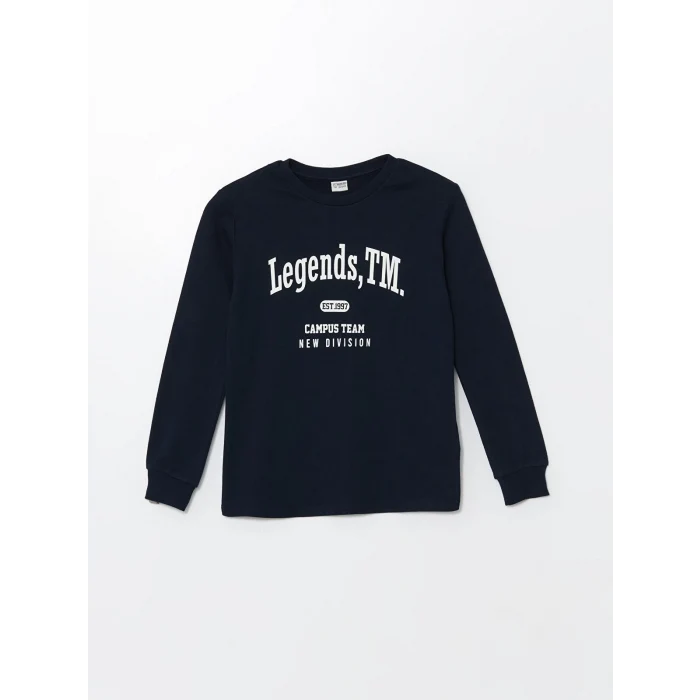 LCW Kids Lacivert Bisiklet Yaka Erkek Çocuk Tişört