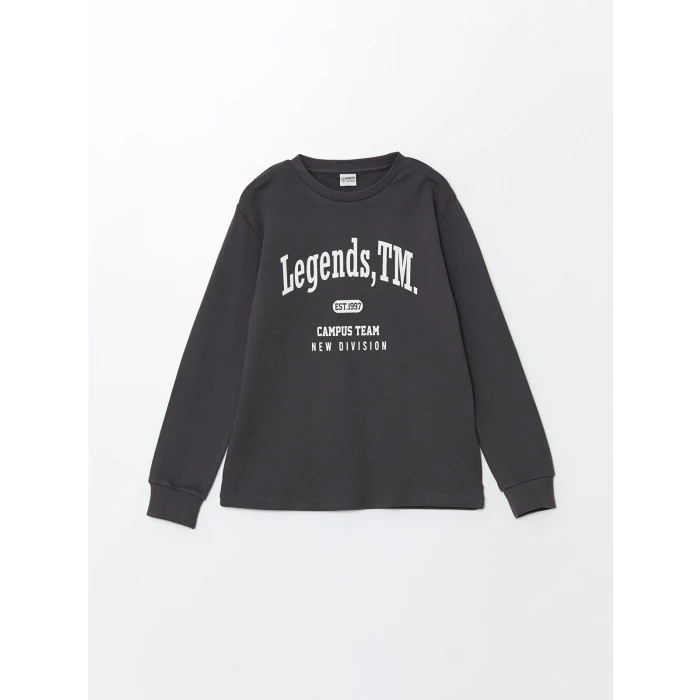 LCW Kids Antrasit Bisiklet Yaka Erkek Çocuk Tişört