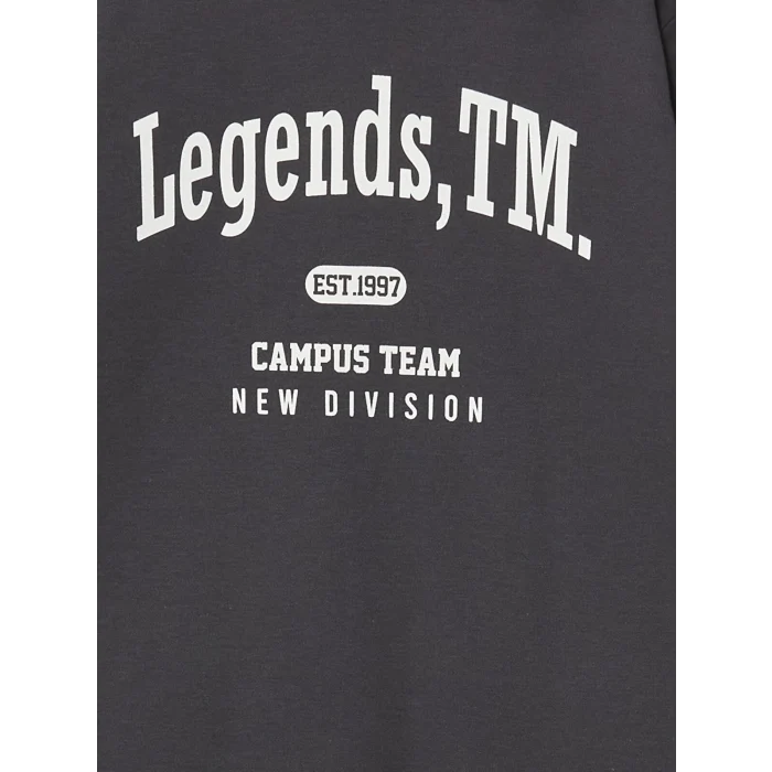 LCW Kids Antrasit Bisiklet Yaka Erkek Çocuk Tişört