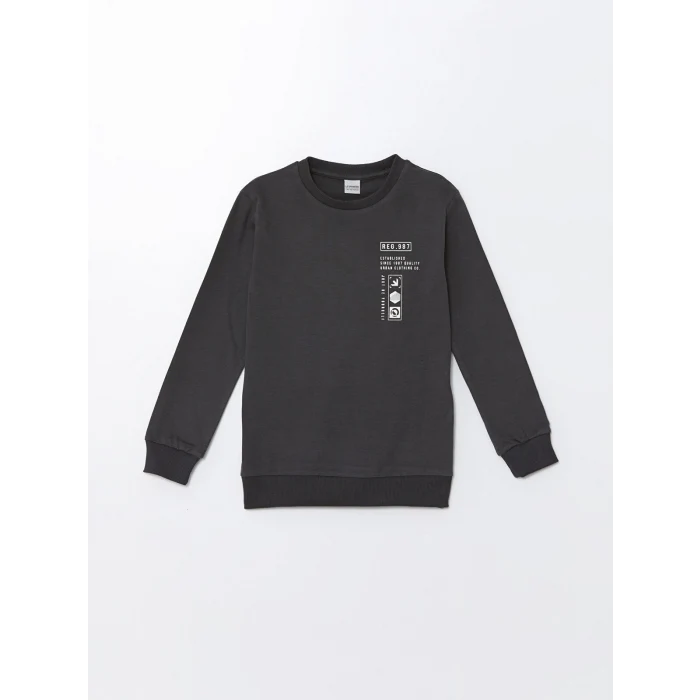 LCW Kids Antrasit Bisiklet Yaka Erkek Çocuk Tişört