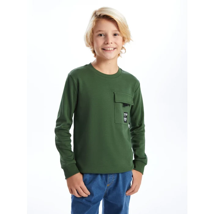 LCW Kids Yeşil Bisiklet Yaka Erkek Çocuk Tişört