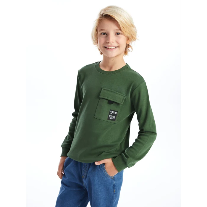 LCW Kids Yeşil Bisiklet Yaka Erkek Çocuk Tişört