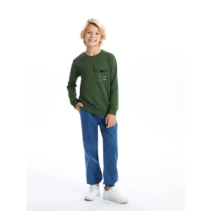 LCW Kids Yeşil Bisiklet Yaka Erkek Çocuk Tişört