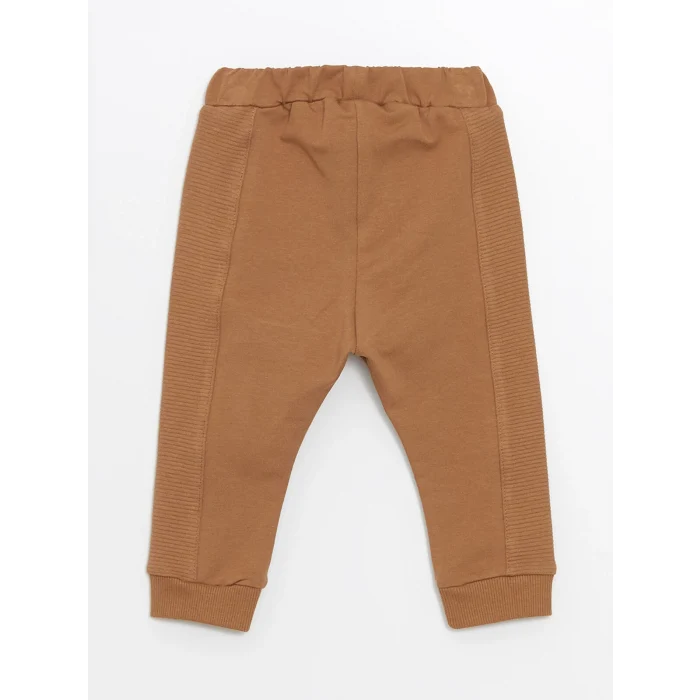 LCW baby Ekru Bisiklet Yaka Uzun Kollu Baskılı Erkek Bebek Tişört ve Eşofman Alt 2li Takım