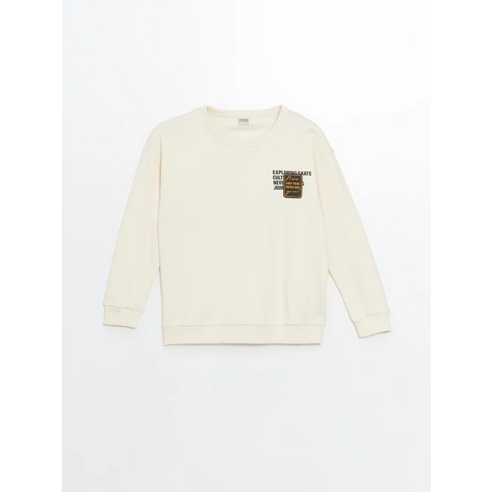 LCW Kids Ekru Bisiklet Yaka Erkek Çocuk Tişört