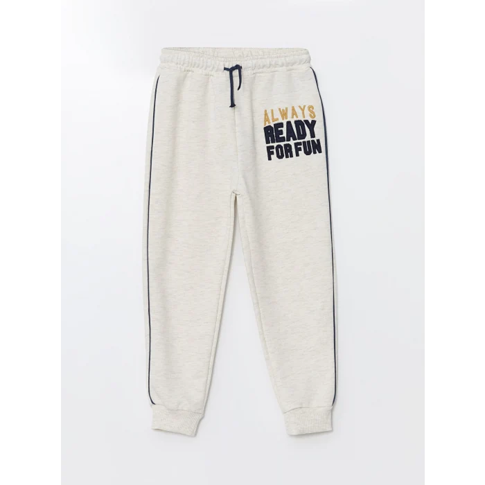 LCW Kids Ekru Beli Lastikli Kalın Erkek Bebek Jogger Eşofman Altı