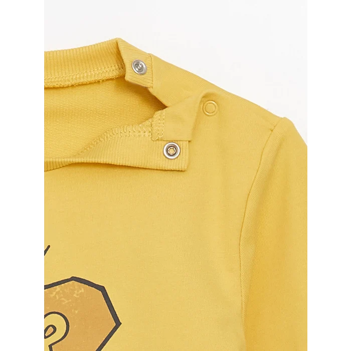 LCW baby Sari Bisiklet Yaka Uzun Kollu Baskılı Erkek Bebek Sweatshirt ve Eşofman Alt 2li Takım