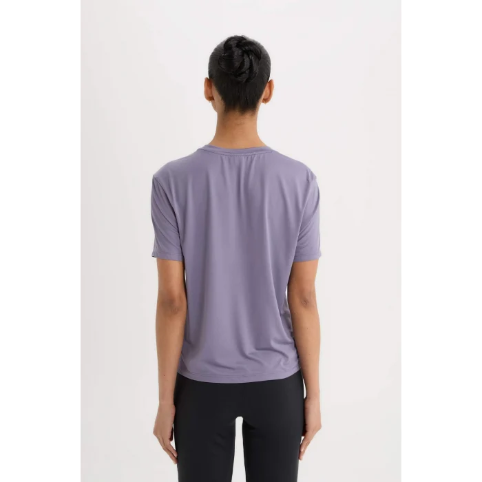 Defacto D2296 Mor DeFactoFit Standart Fit Bisiklet Yaka Sporcu Basic Düz Kısa Kollu Tişört