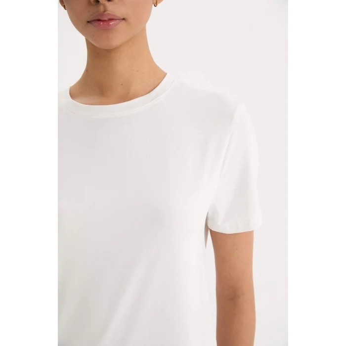 Defacto D2296 Ekru DeFactoFit Standart Fit Bisiklet Yaka Sporcu Basic Düz Kısa Kollu Tişört