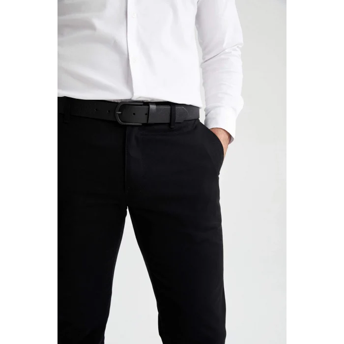 Defacto Y6450 Siyah Erkek Oval Toka Suni Deri Klasik Kemer