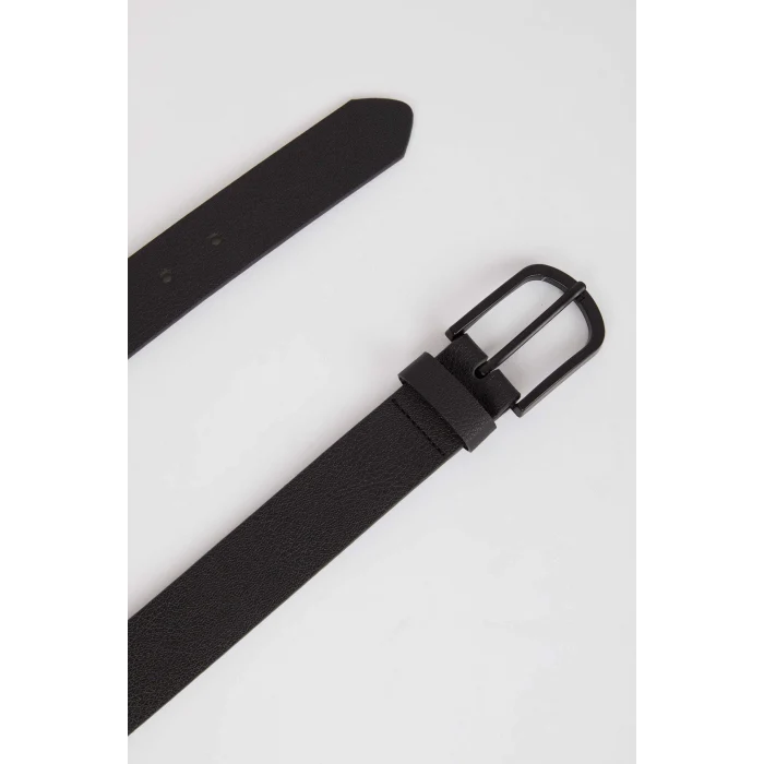 Defacto Y6450 Siyah Erkek Oval Toka Suni Deri Klasik Kemer