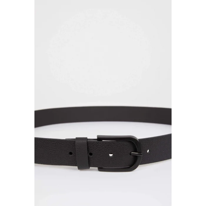 Defacto Y6450 Siyah Erkek Oval Toka Suni Deri Klasik Kemer