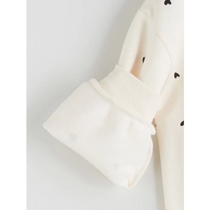 LCW Kids Ekru Bisiklet Yaka Kız Çocuk Sweatshirt ve Eşofman Altı