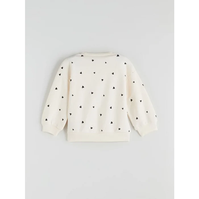 LCW Kids Ekru Bisiklet Yaka Kız Çocuk Sweatshirt ve Eşofman Altı