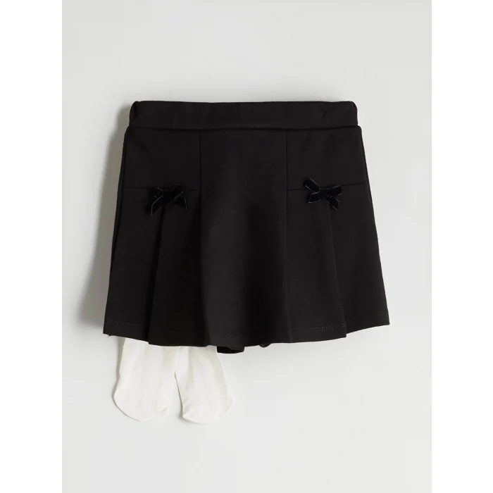 LCW Kids Siyah Beli Lastikli Basic Kız Çocuk Şort Etek